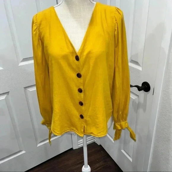 Urban Outfitters Linen Blend Boho Button front Blouse / shirt ❤️ - Picture 9 of 10